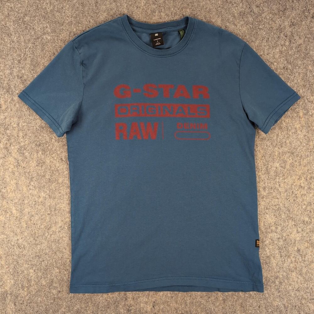 G-Star RAW Shirt Mens Small Blue Originals RAW Denim Graphic Tee Casual